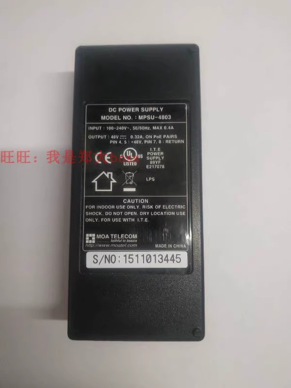 *Brand NEW*48v 0.32a AC DC Adapter POE W815N MPSU-4803 POWER Supply *Brand NEW*48v 0.32a AC DC Adapter POE W815N MPSU-4803 POWER Supply